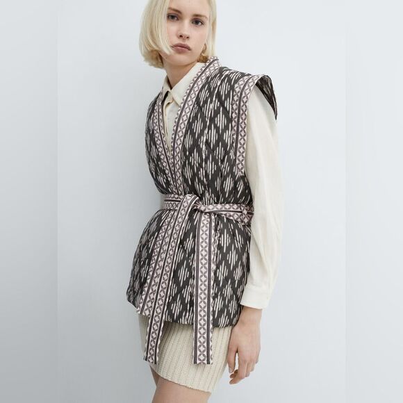 Mango QUILTED VEST WITH BELT - Picture 4 of 8